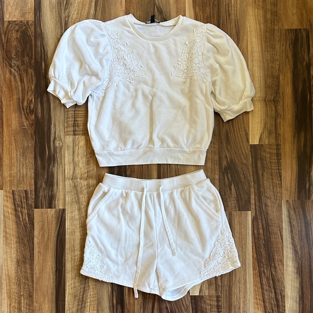 Express White Puff Sleeve Top & Shorts